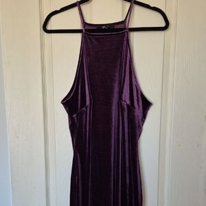 Elegant Purple Velvet Halter Dress Forever 21